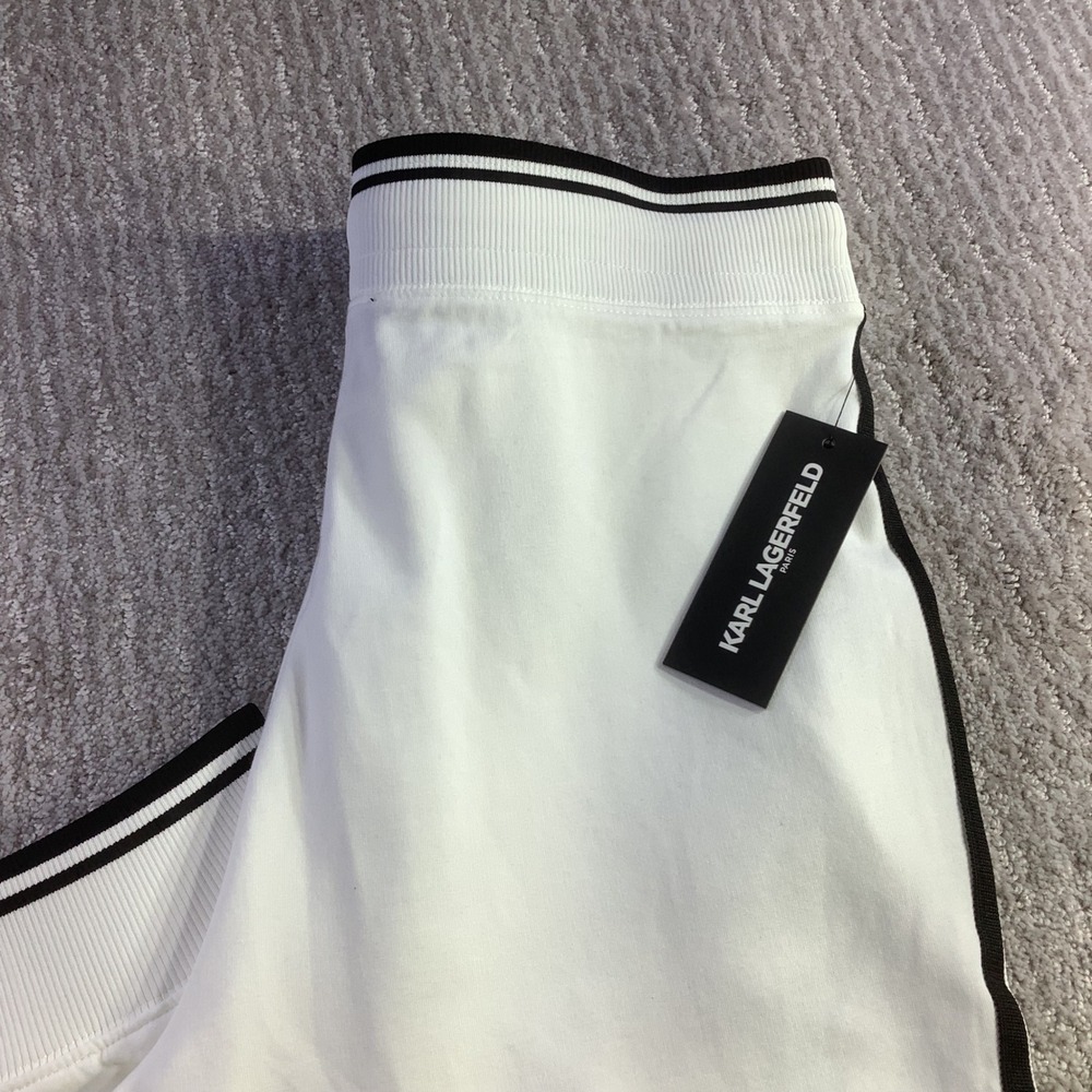 Karl Lagerfeld Paris Womens Choupette Patch Jogger Pants White Size S NWT